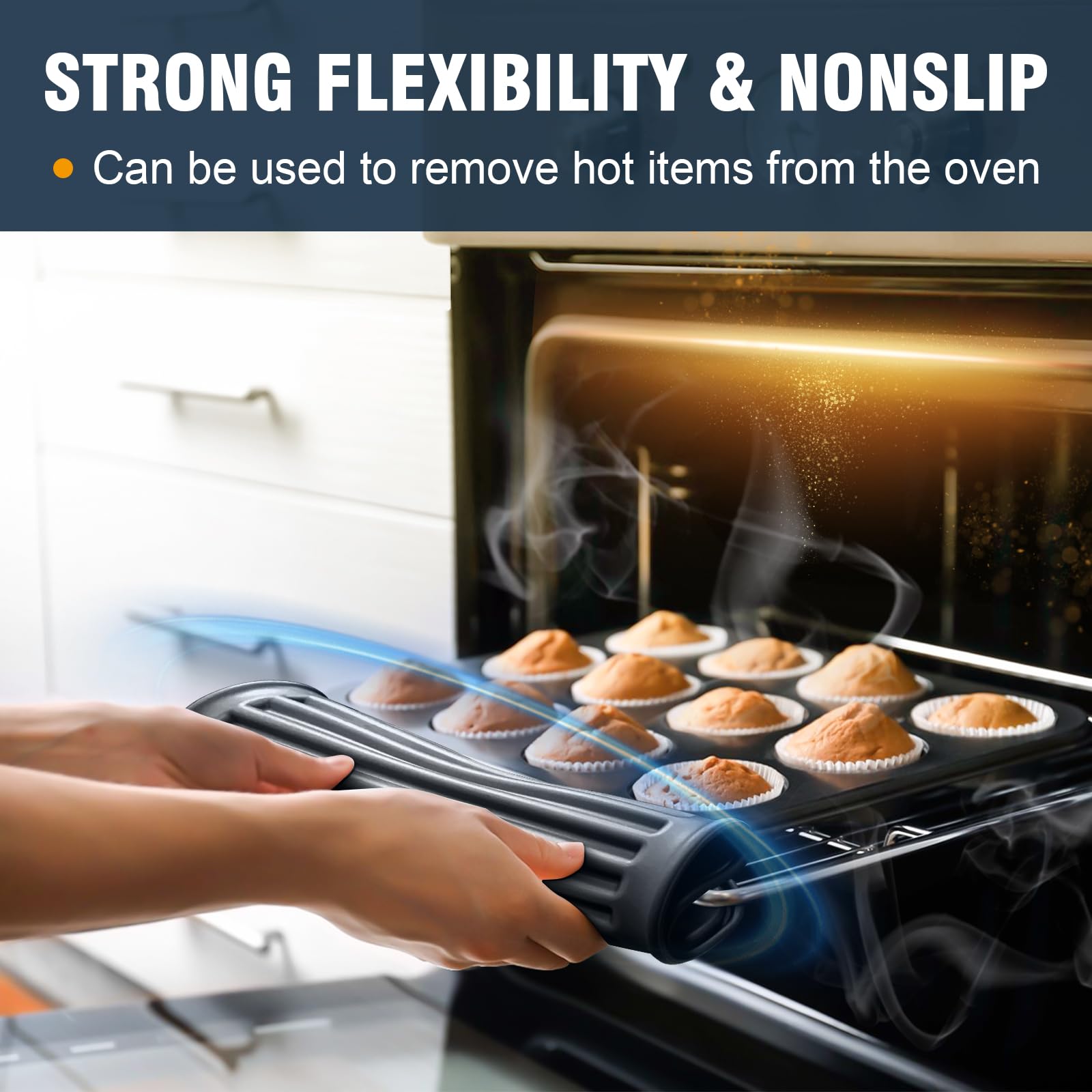 Heat-Resistant Silicone Trivets for Kitchen - Set of 2 Black Hot Pads (12