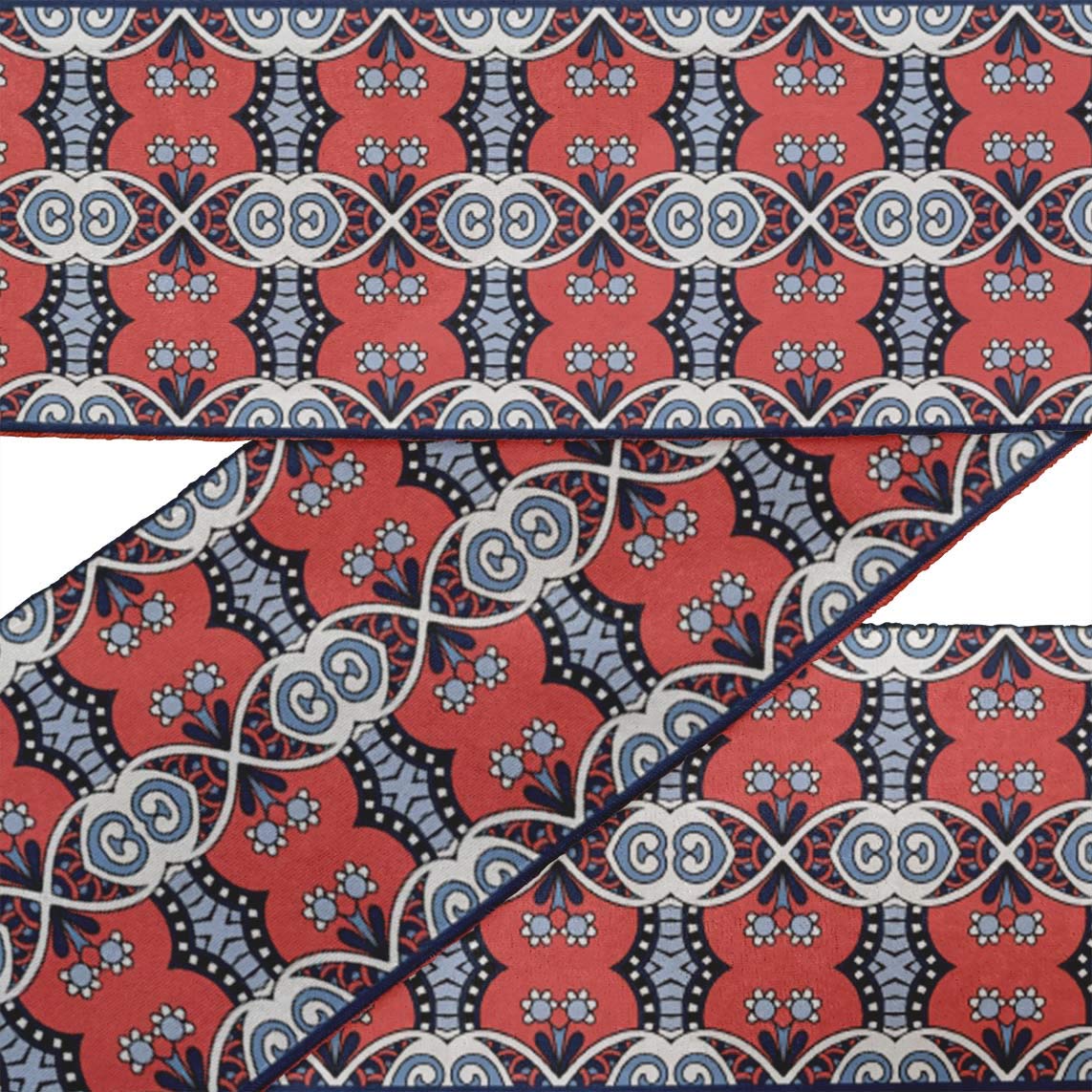 Indian Beautiful Art Orange Ethnic Floral Printed Velvet Ribbon Trim - 9 Yards, 3 Inches Wide for Crafts, Sewing, DIY Accessories | Perfect for Home Decor, Gift Wrapping & Fashion Embellishments