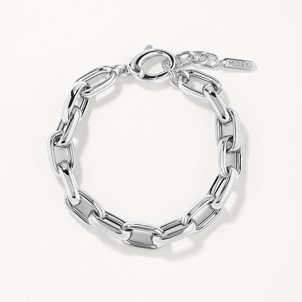 Silver Maxi Paperclip Chain Bracelet for Women - Trendy Layered Jewelry for Everyday Wear & Stacking