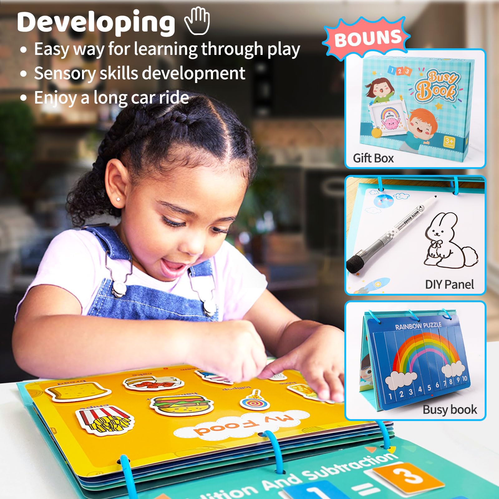 Yohelly Montessori Busy Book for Toddlers - Preschool Learning Activities, Educational Sensory Toys for Autism, Best Birthday Gifts for 1-3 Year Old Boys & Girls | Perfect for Early Childhood Development & Travel Entertainment
