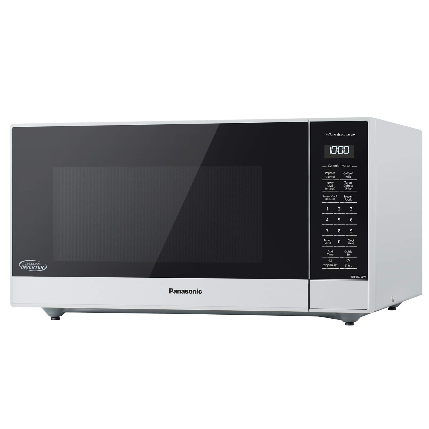 Panasonic NN-SN75LW 1.6 cu.ft 1250W Countertop Microwave Oven with Cyclonic Inverter & Genius Sensor Cooking - White | Compact Space-Saving Design for Small Kitchens, Dorms & Offices