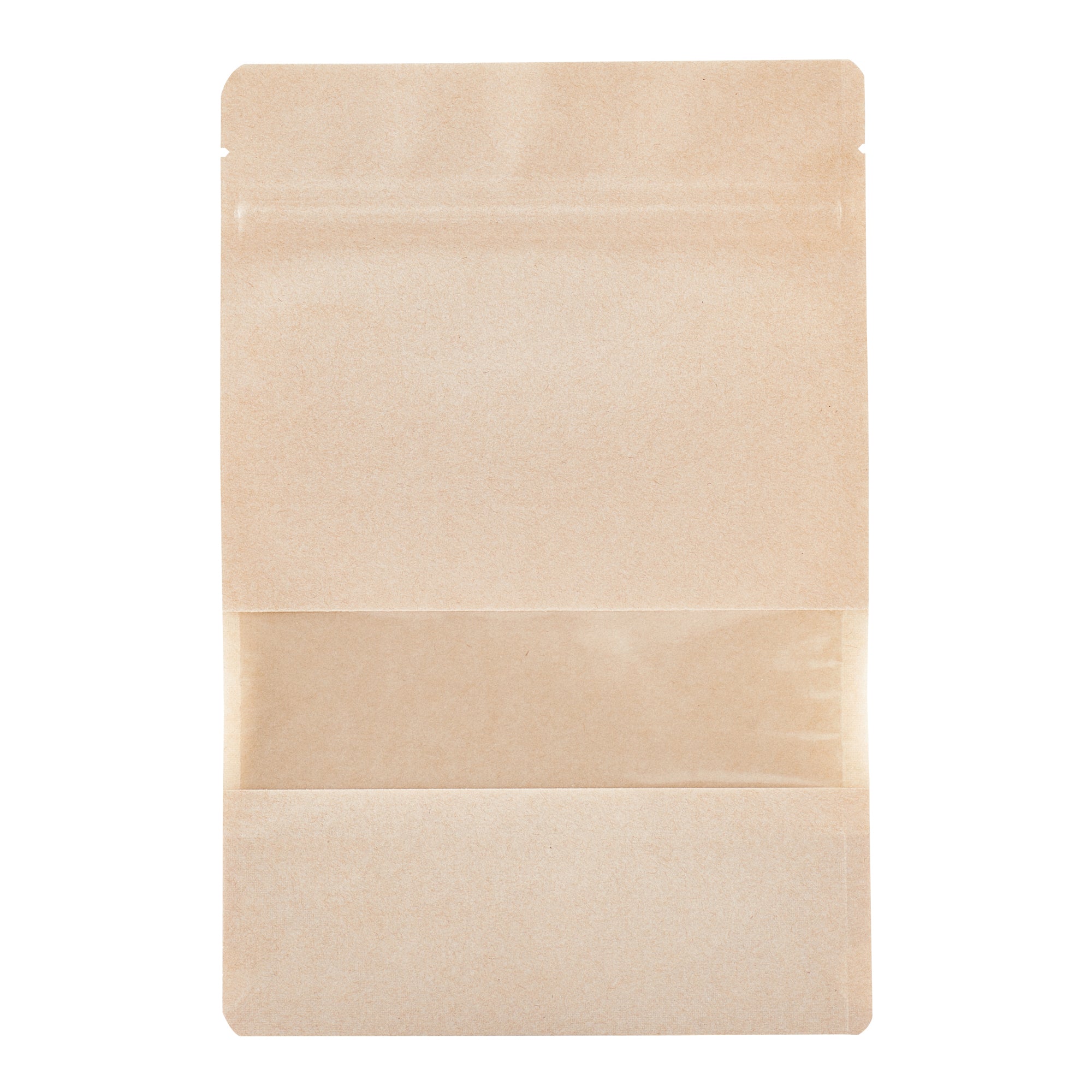 Kraft Plastic Large Window Bags with Heat Sealable Feature - 9 x 6 x 1.5 Inches - Pack of 100 - Perfect for Bakery, Coffee Beans & Retail Packaging