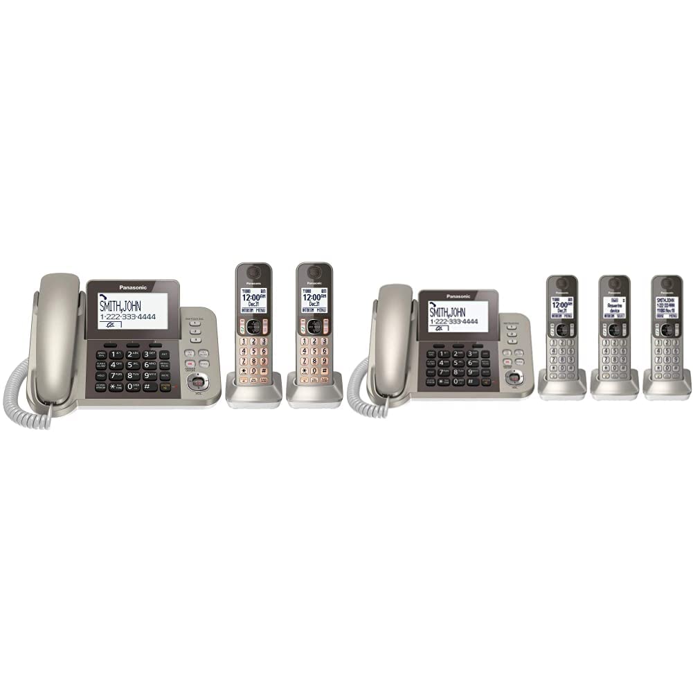 Panasonic KX-TGF353N Champagne Gold Cordless Phone System with Answering Machine - 3 Handsets, Call Blocking, DECT 6.0 Technology for Home & Office Use