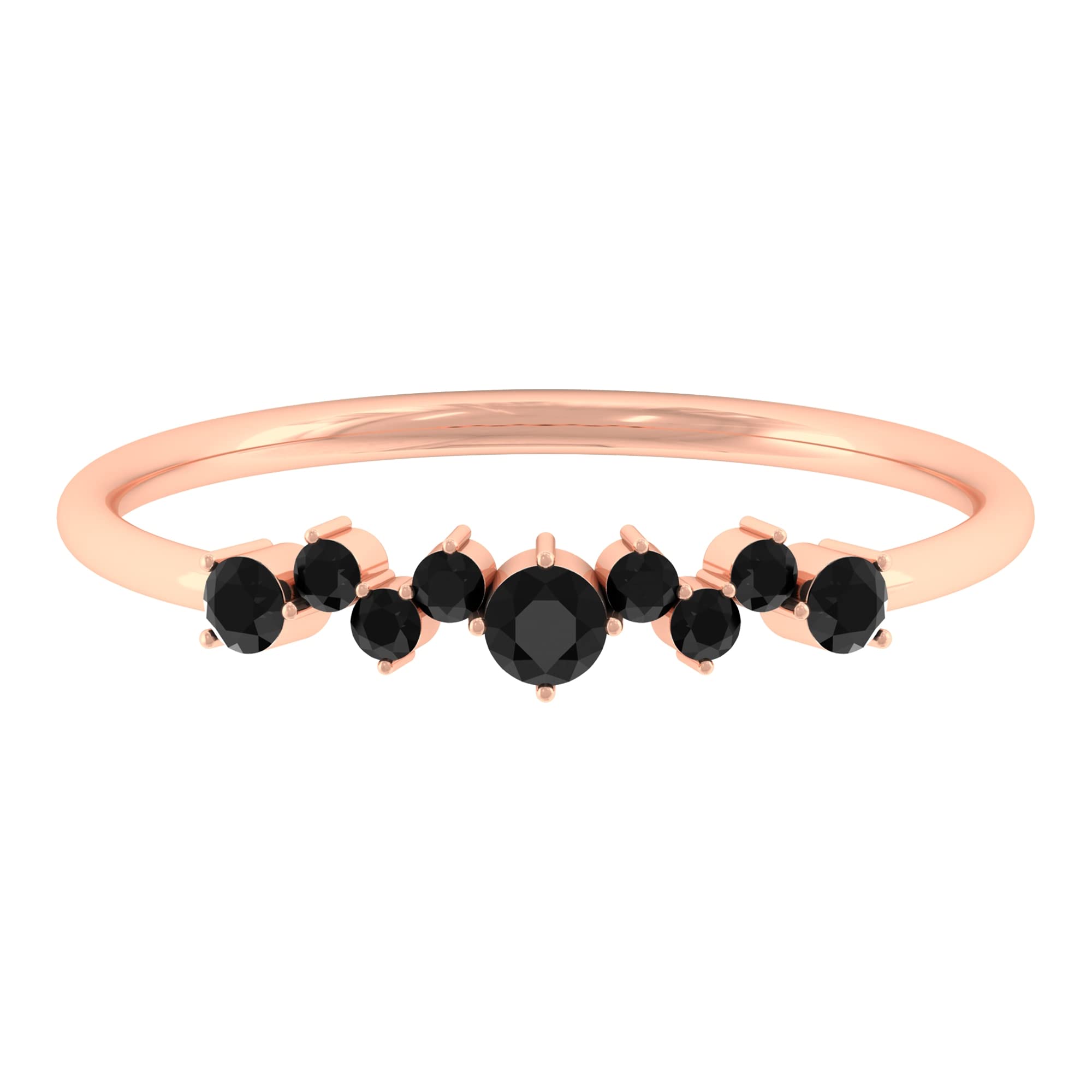 1/4 CT Natural Black Spinel Ring - 14K Solid Gold Minimalist Promise Ring for Women, August Birthstone Jewelry - Perfect for Engagement, Anniversary & Everyday Wear