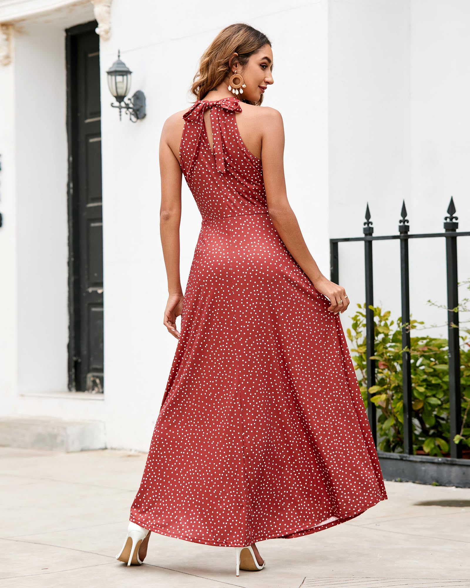 STYLEWORD Women's Floral Maxi Dress 2025 - Elegant Halter Neck Summer Formal Gown for Wedding Guest, Party & Special Occasions