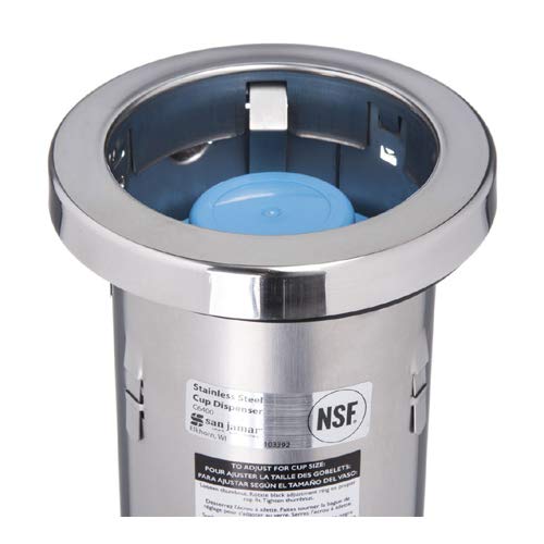 San Jamar Stainless Steel In-Counter Cup Dispenser - Holds 12-24 Oz Cups for Restaurants, Cafeterias & Fast Food - 23.5 Inch Commercial Drinkware Organizer (Silver) - Perfect for Quick Service Counters, Buffet Lines & Self-Serve Beverage Stations