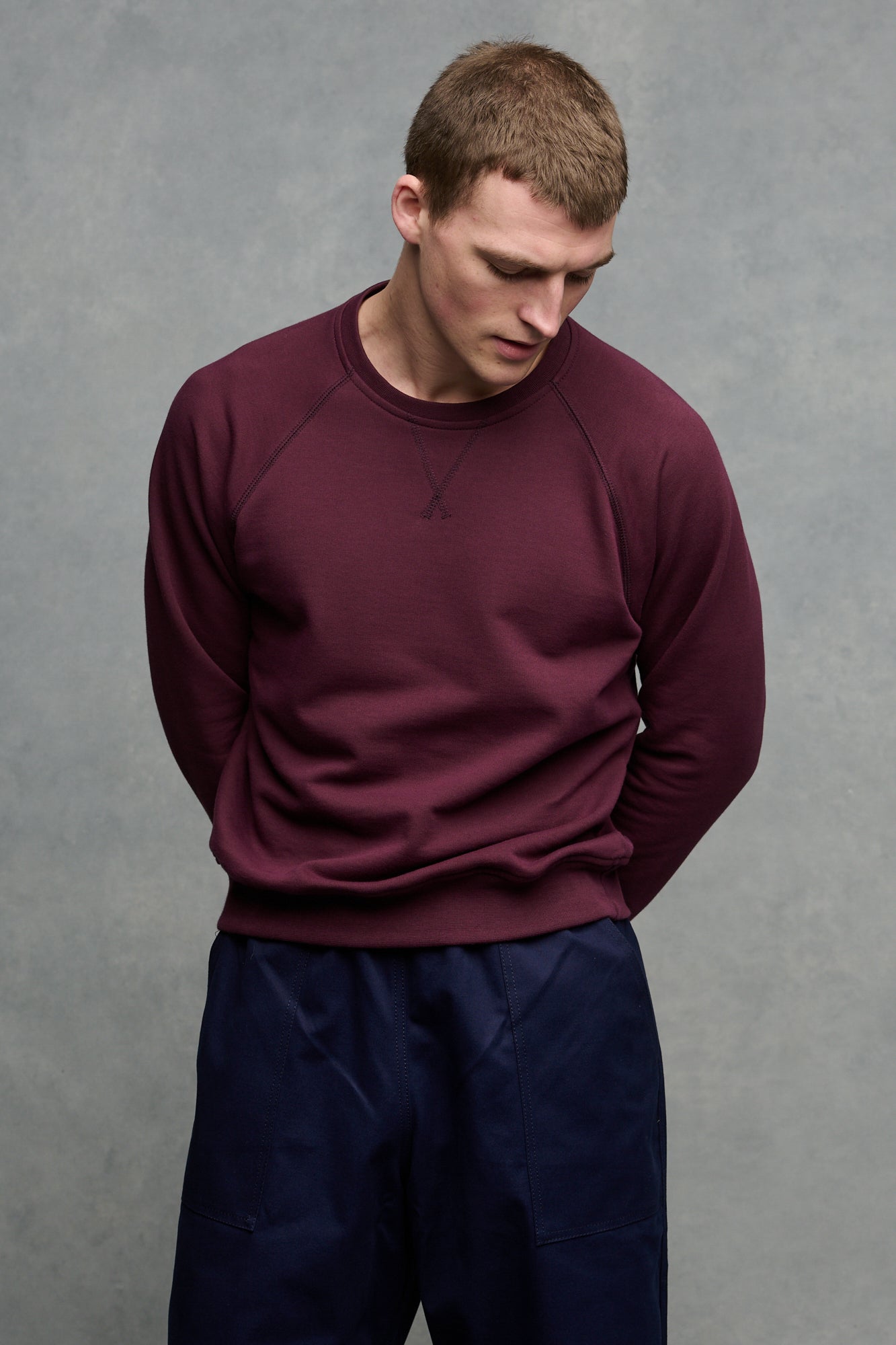 Men's Comfortable Raglan Sweatshirt - Soft Long Sleeve Pullover Hoodie in Plum Color | Perfect for Casual Wear, Gym, and Outdoor Activities