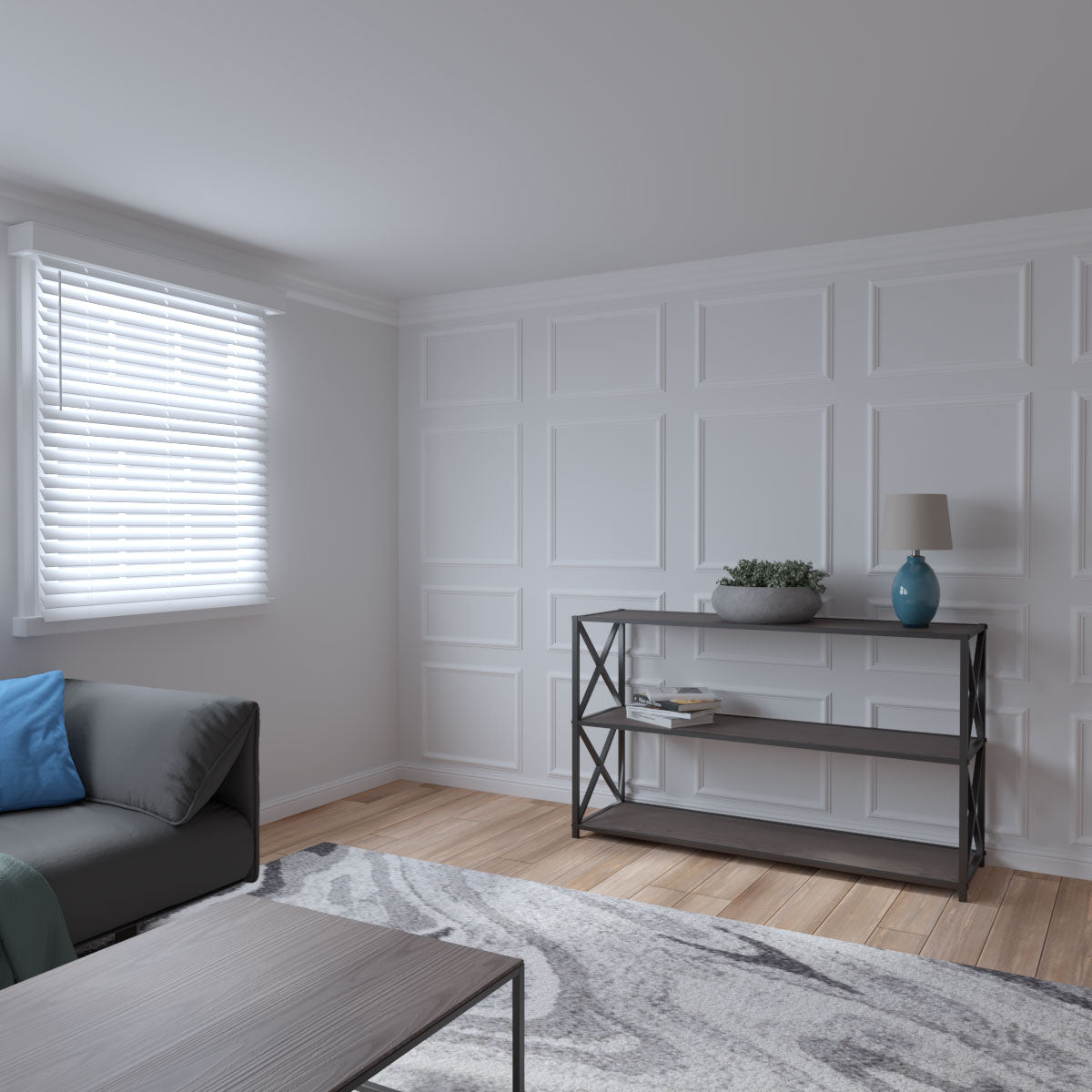 Ashford Square Panel Full Wall Wainscot Paneling Kit - Premium DIY Wall Paneling for Home & Office Decoration - Perfect for Living Room, Bedroom, Dining Room & Hallway Makeovers