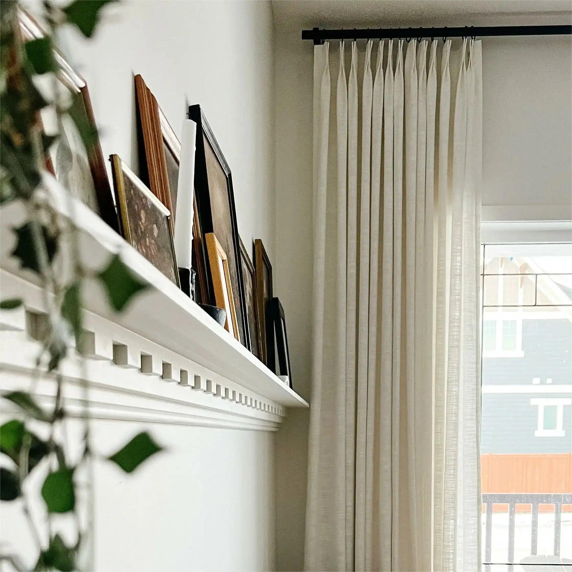 Liz Linen Pinch Pleat Drapery Curtains - Unlined Ivory White Window Treatments for Living Room & Bedroom Decor