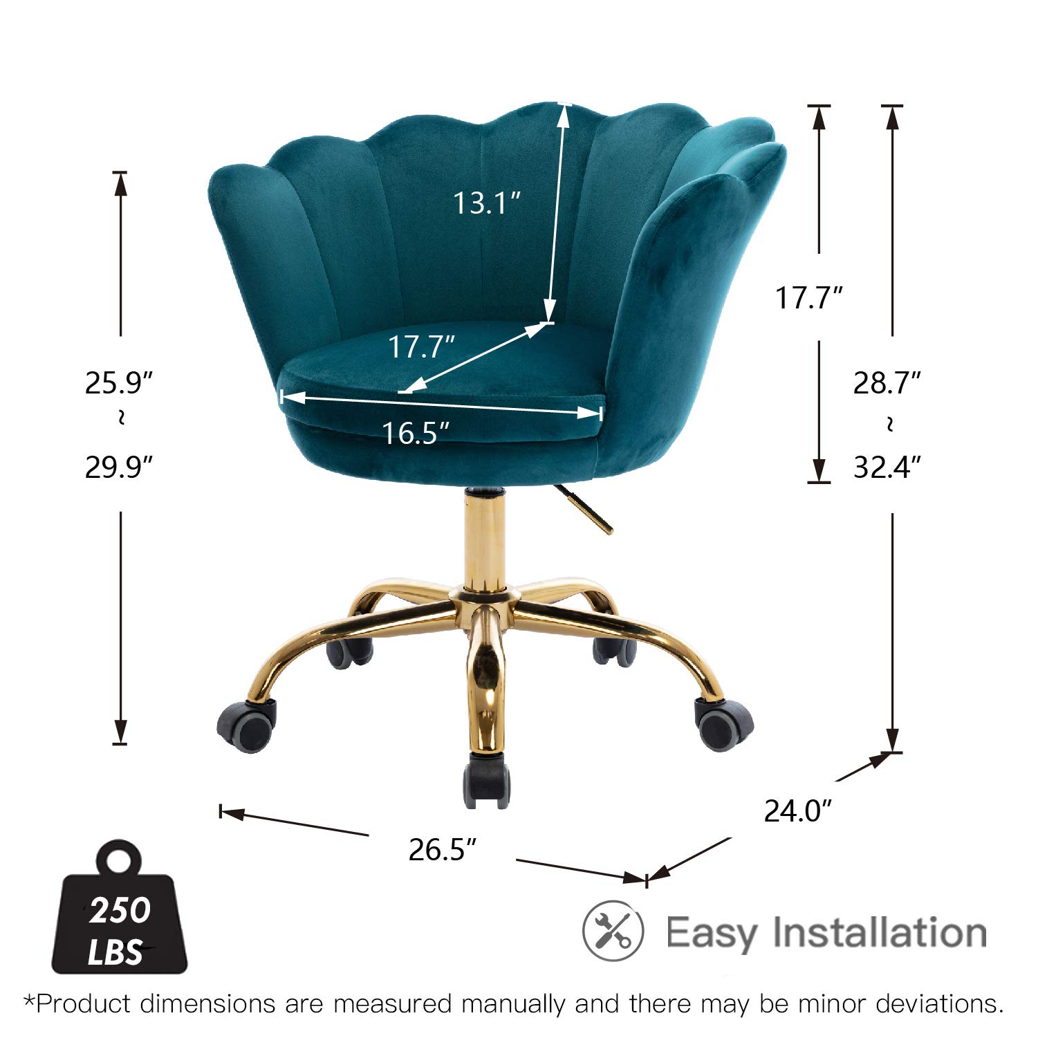 Ergonomic Modern Home Office Swivel Chair - Adjustable Height Shell Desk Chair with Upholstered Seat - Comfortable Computer Task Chair for Work, Study & Relaxation - Perfect for Office, Living Room, Bedroom & Small Spaces