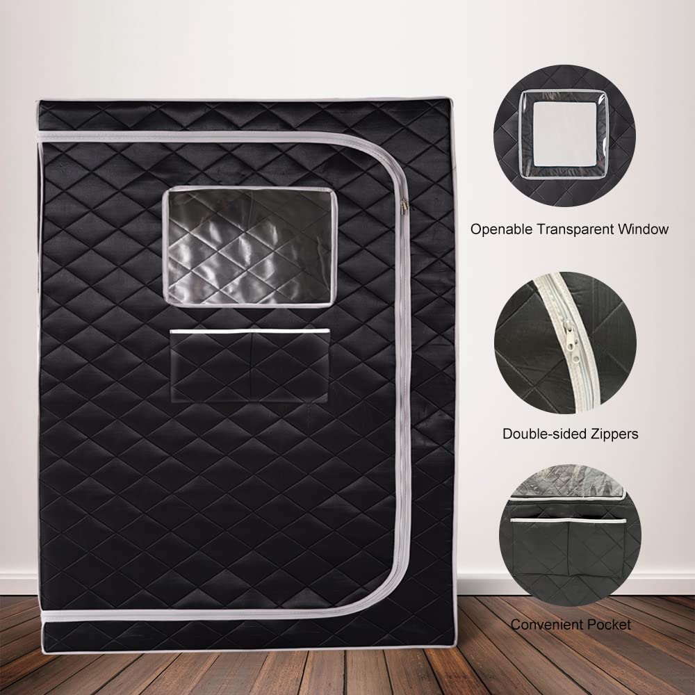 Smartmak Full Size Steam Sauna for Home - 1-2 Person Portable Spa with 4L Steamer, Large Body Relaxation Space (Black/Grey) - Perfect for Stress Relief, Detox & Muscle Recovery After Workout