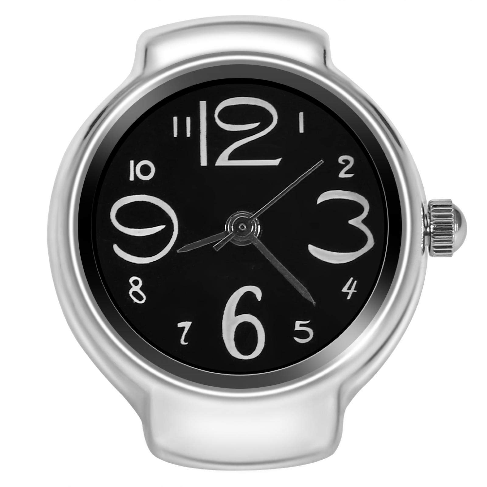 ZJchao Stylish Finger Ring Watch for Men & Women - 8 Color Options, Quartz Analog Round Design - Perfect for Parties, Dates & Unique Fashion Accessories (Black)
