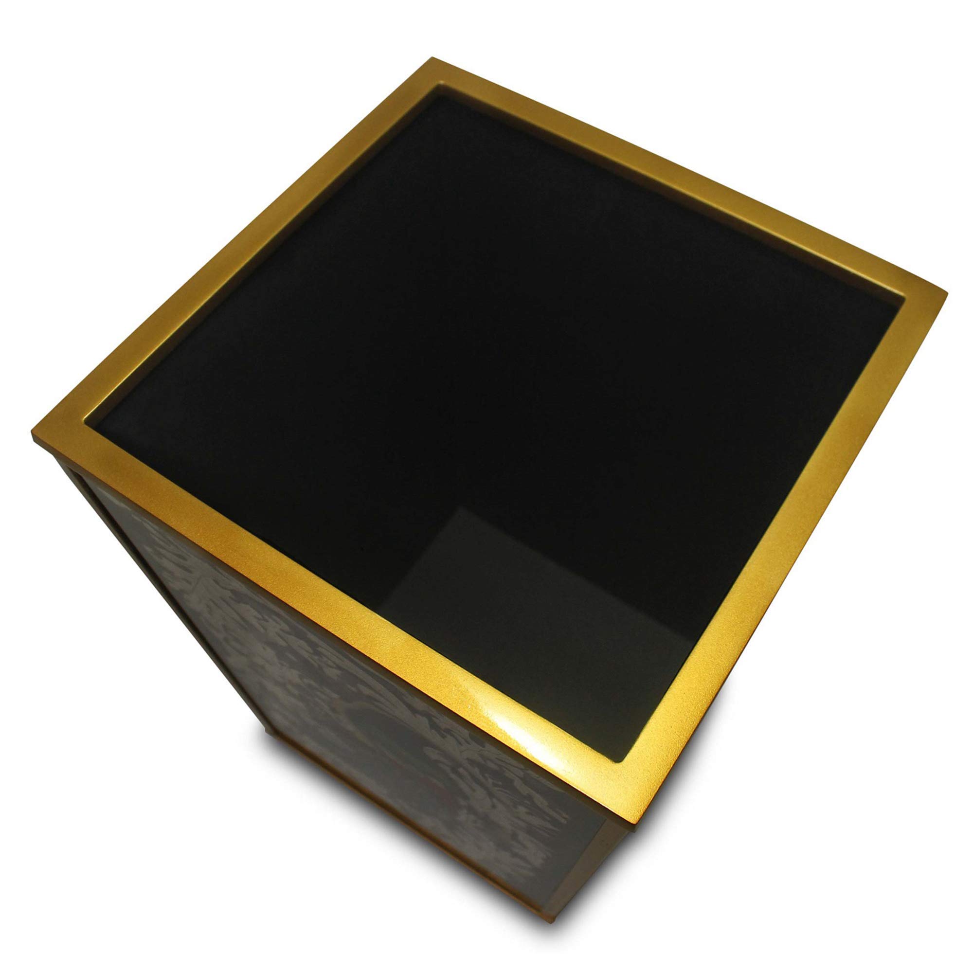 Golden Art Deco Handmade Decorative Waste Basket - Elegant Trash Can for Living Room, Bedroom & Office Decor