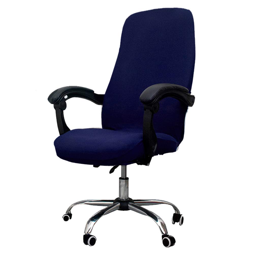 Melaluxe Universal Stretch Office Chair Cover - Breathable Mesh Computer Chair Slipcover for Desk Chairs (Size M, Navy Blue) - Perfect for Home Office, Gaming & Conference Rooms