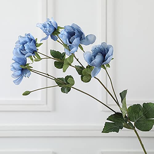 Blue Artificial Anemone Flowers - Realistic Silk Roses & Dried Floral Stems for Wedding Decor, Home Centerpieces, Photography Props - Perfect for Boho Wedding Bouquets, Table Arrangements & Instagram Photo Shoots