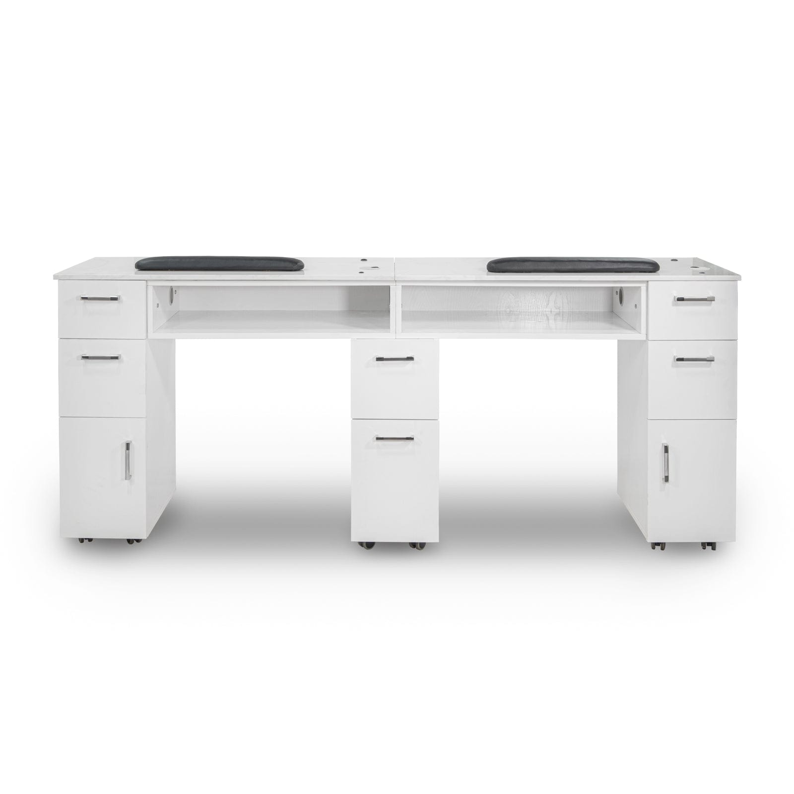 Drexel Tufted Double Manicure Table - Professional Salon Nail Station for Pedicures & Manicures - Perfect for Nail Salons, Spas & Home Use