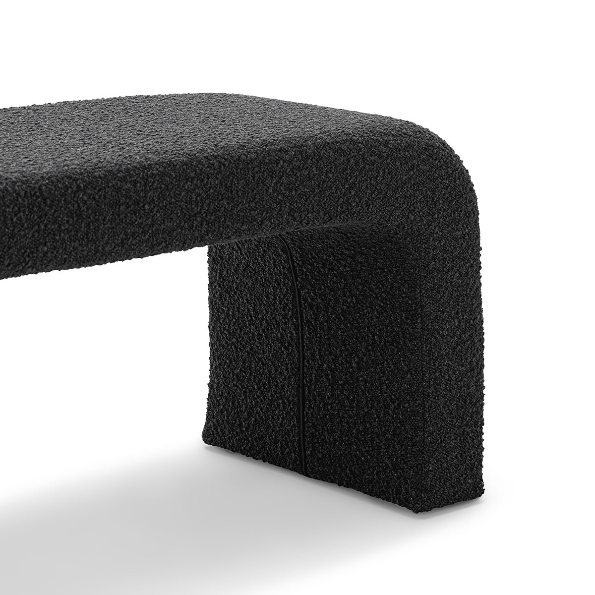 Camille Boucle Arch Bench - Modern Upholstered Accent Bench with Curved Design for Living Room, Bedroom, or Entryway