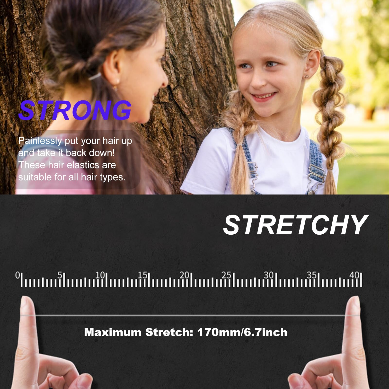 **2500pcs Soft Elastic Hair Bands for Kids & Toddlers - No Crease No Hurt Mini Ponytail Holders, Gentle TPU Hair Ties for Baby Girls & Blonde Hair (Clear) - Perfect for School, Sports & Daily Styling**