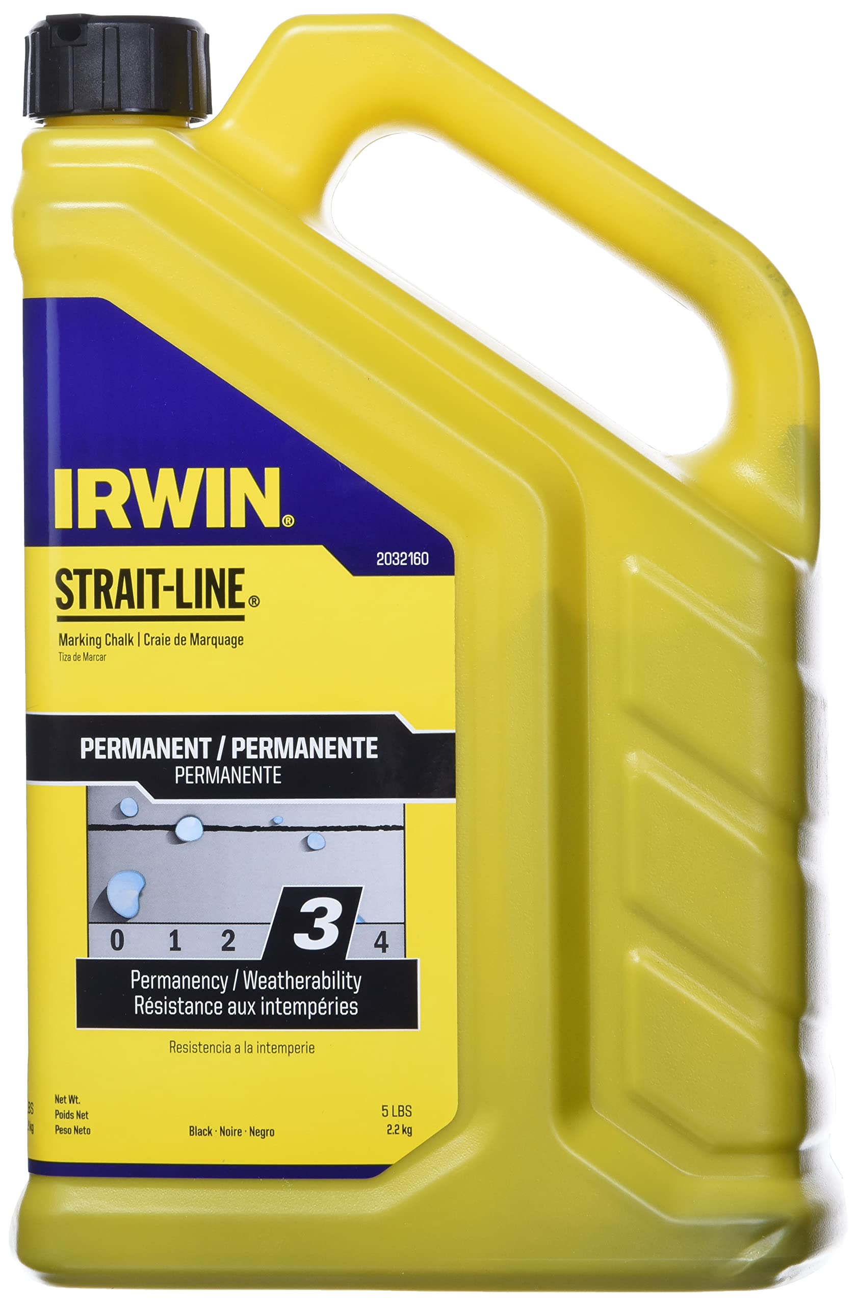 IRWIN Tools 2032160 Strait-Line Permanent Marking Chalk - Heavy Duty Construction Chalk Line for Precise Layouts - Ideal for Carpentry, Masonry & DIY Projects
