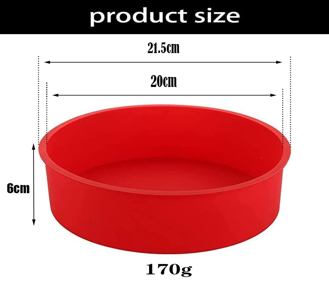 2-Pack 8 Inch Silicone Cake Pans for Baking - Non-Stick Round Cake Molds with Quick Release, Perfect for Cheesecake, Chocolate Cake, Brownies & Puddings - Ideal for Home Baking, Parties & Holiday Desserts
