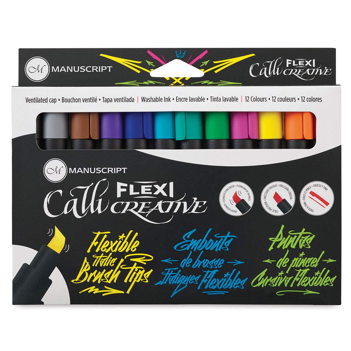 Callicreative Flex Tip Brush Markers for Hand Lettering, Calligraphy & Art - Perfect for Bullet Journaling, Scrapbooking & DIY Projects