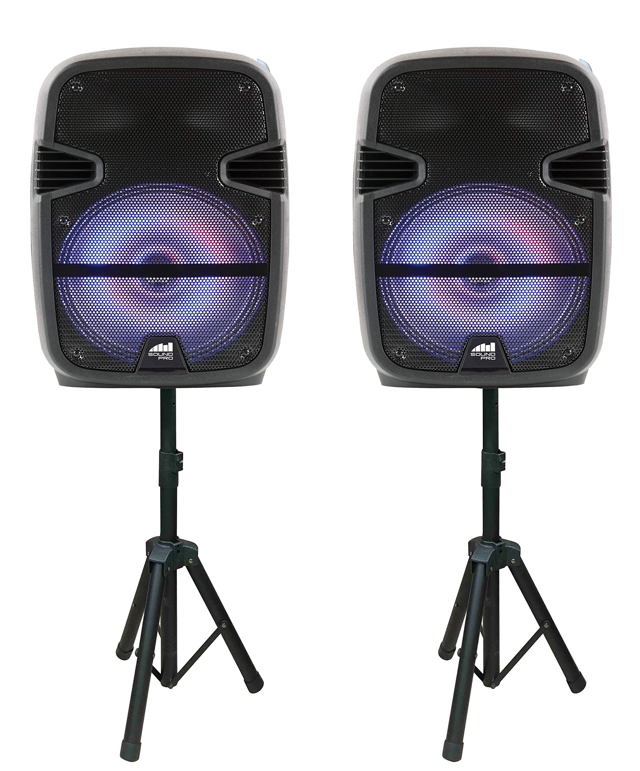 Naxa Electronics NDS-1218D 12-inch Dual Bluetooth True Wireless Sync Party Speakers with Disco Lights - Perfect for DJ Parties, Outdoor Events & Home Entertainment (Black)
