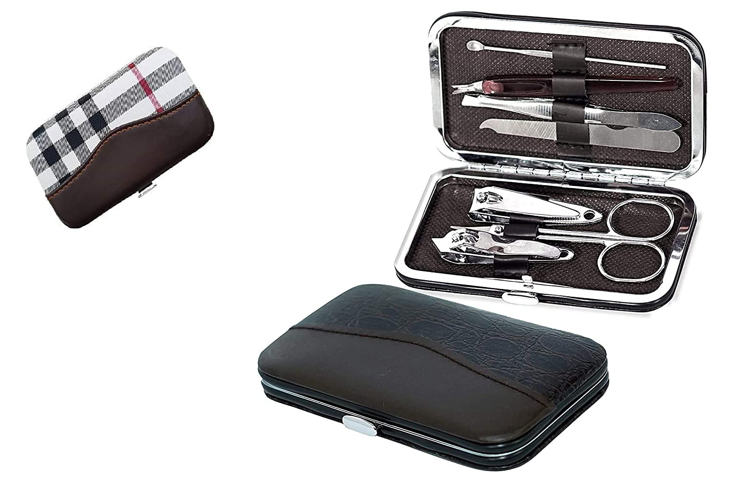 Premium Stainless Steel Manicure Kit Set - 7-in-1 Nail Clippers & Grooming Tools with Leather Case for Women & Men | Perfect for Travel, Home, Salon & Gift Giving
