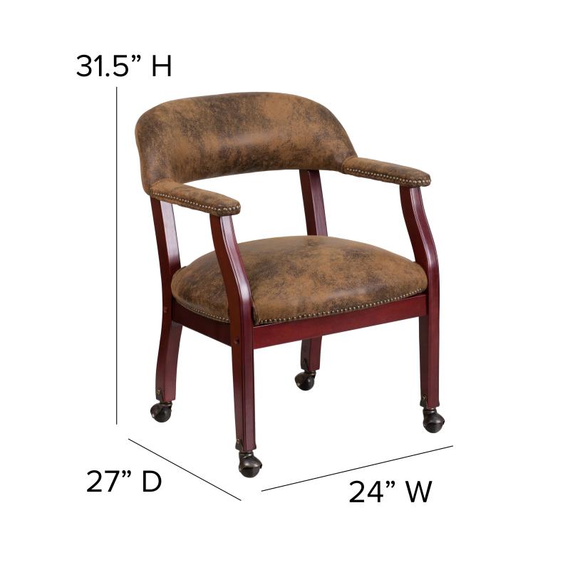 Premium Brown Bomber Jacket - Luxurious Conference Chair with Accent Nail Trim & Smooth Casters (B Z100 Fabric) - Perfect for Office Meetings, Home Office & Executive Workspaces