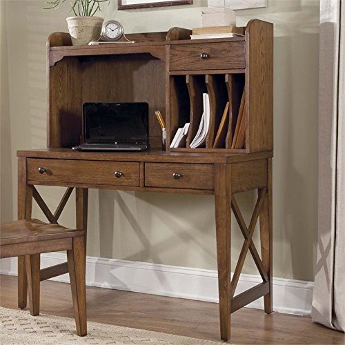 Pemberly Row Traditional Wood Desk with Satin Nickel Bar Pull Hardware - Classic Home Office Furniture for Study & Work