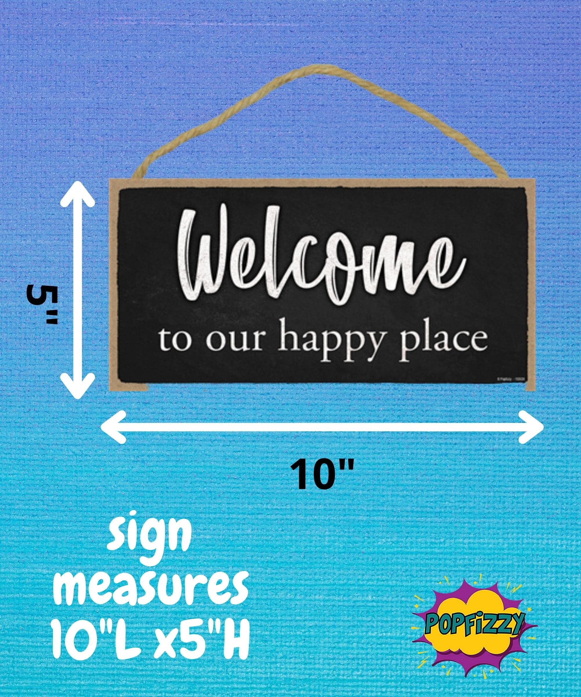 Happy Place Wood Wall Sign - Rustic Home Decor for Living Room, 5x10