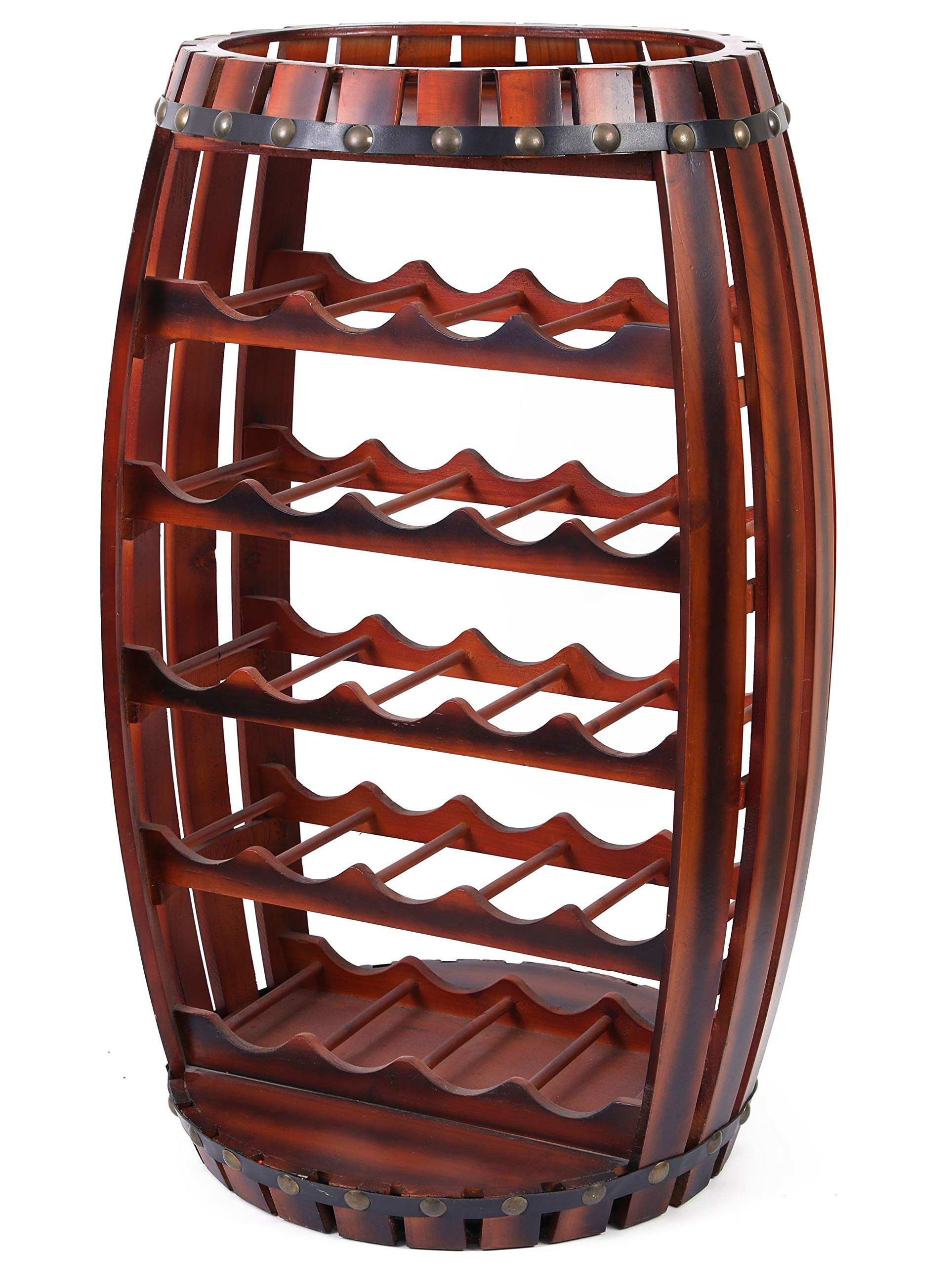 Vintiquewise Rustic Barrel-Shaped Wooden Wine Rack - Holds 23 Bottles | Perfect for Home Cellar, Wine Bar & Kitchen Storage