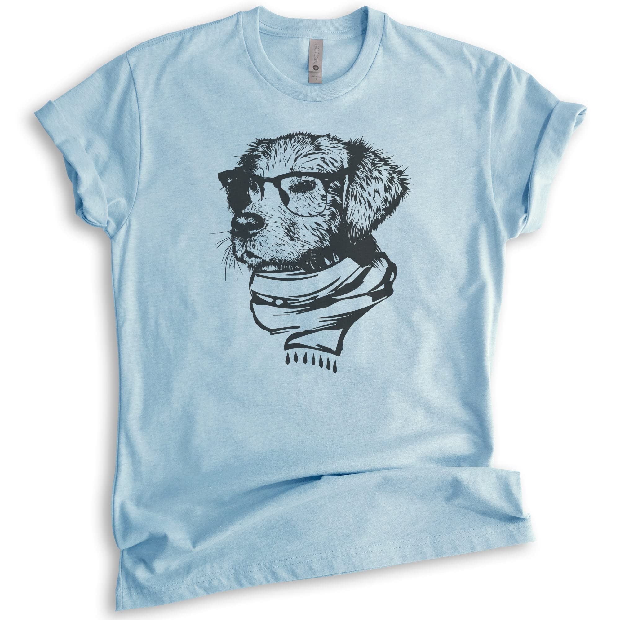 Stylish Hipster Dog Graphic T-Shirt for Men & Women - Funny Dog Lover Tee with Glasses Design - Perfect for Pet Owners, Dog Walks, and Nerdy Outfits