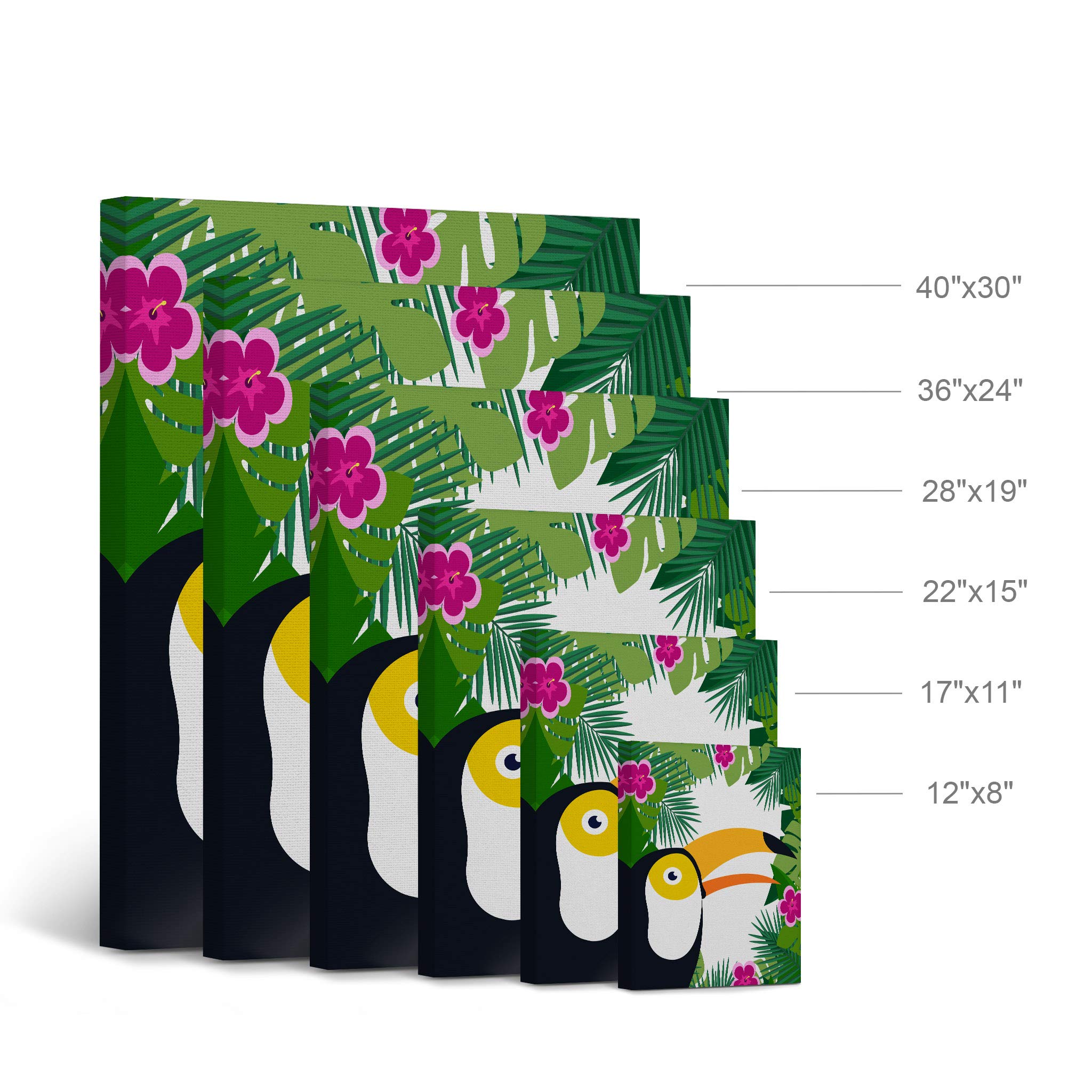 Tropical Animals Wall Art Canvas Prints - 3 Panel Set for Kids Room, Nursery & Baby Room Decor - 40x30 Inches - Made in USA | Perfect for Playrooms, Bedrooms & Daycare Centers