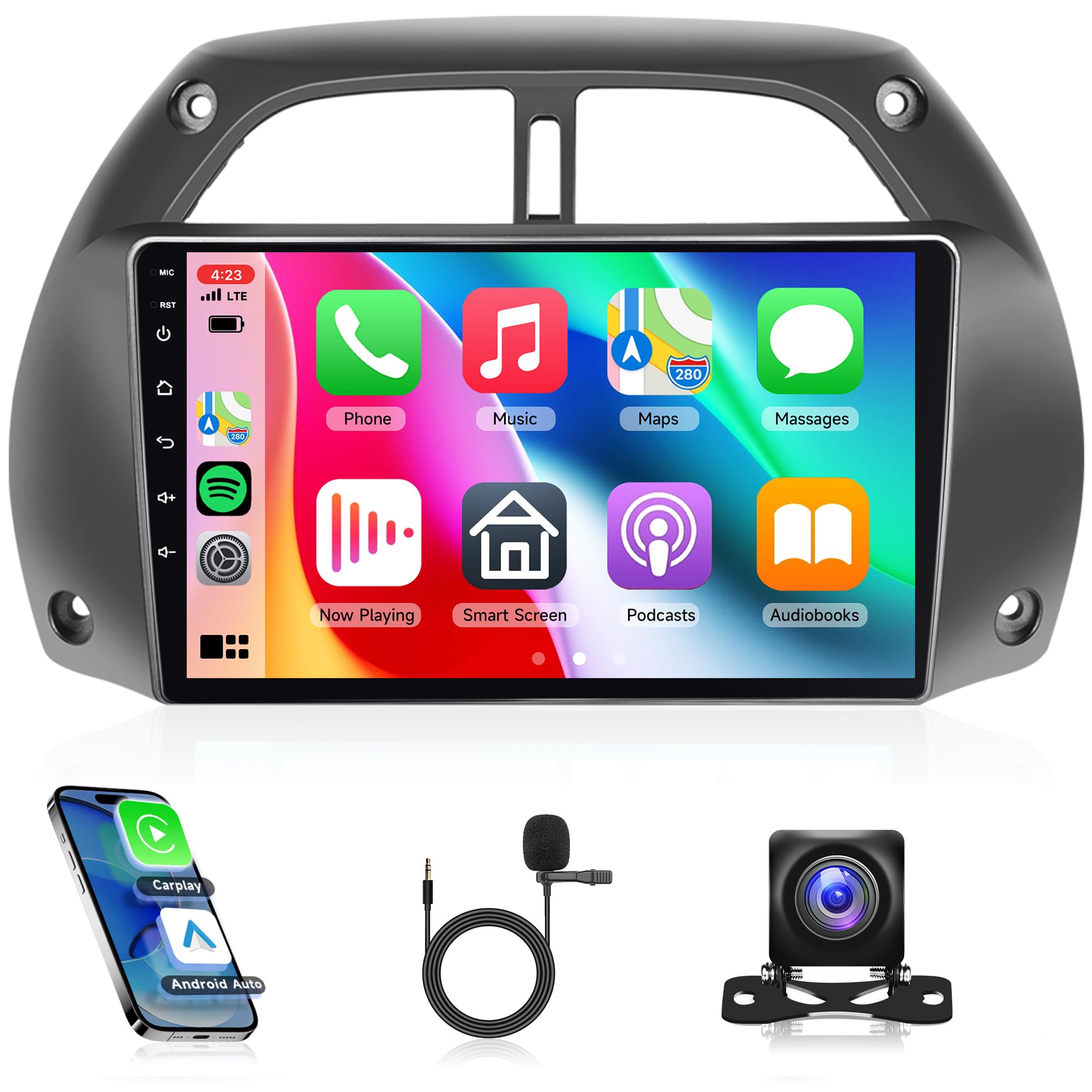 Rimoody Android 13 Car Stereo for Toyota RAV4 2001-2006 - 9 Inch Touch Screen with Wireless CarPlay, Android Auto, Bluetooth, GPS, WiFi, FM/RDS, EQ, Mirror Link & Backup Camera | Perfect for Road Trips & Daily Commutes