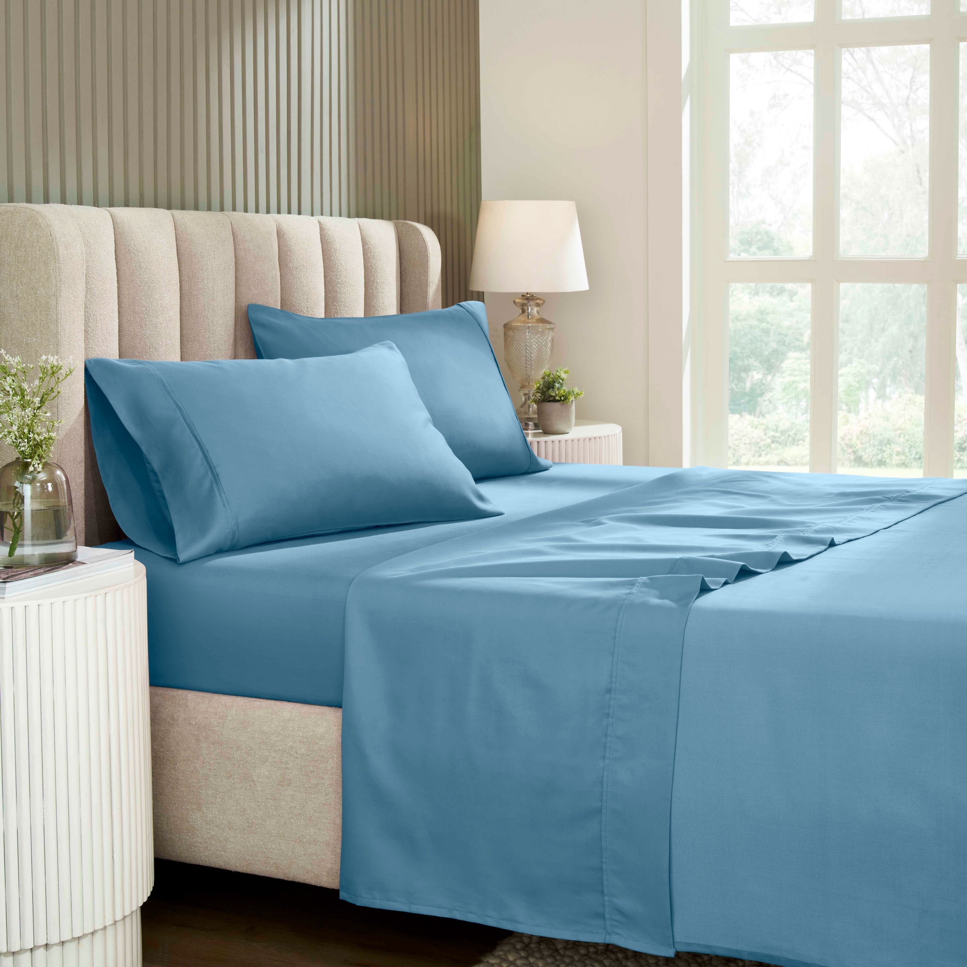 1200 Thread Count Cotton Rich Solid Deep Pocket Bed Sheet Set - Queen Size, Ultra Soft & Breathable - Perfect for Luxury Hotels, Guest Rooms & Master Bedrooms