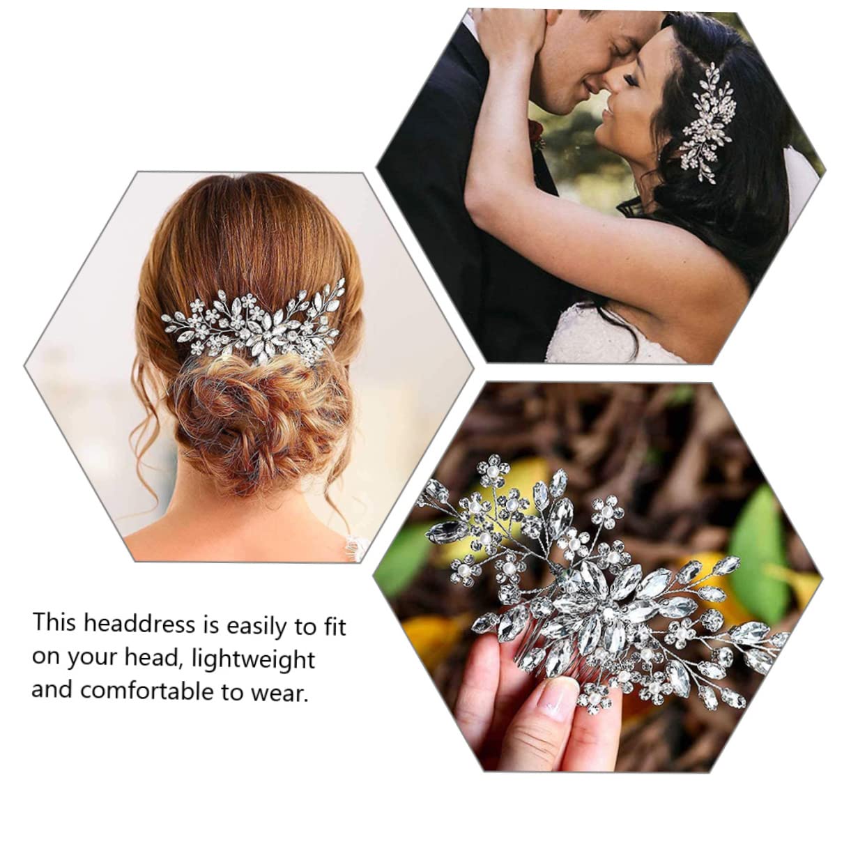 Minkissy 5pcs Wedding Hair Accessories Set - Crystal Bridal Hair Combs & Pins for Bride, Fashionable Headpiece - Perfect for Weddings, Prom, Bridal Showers & Special Occasions