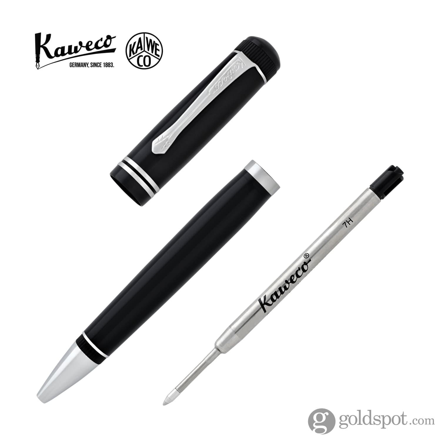 Kaweco Dia2 Ballpoint Pen - Premium Black & Silver Refillable Rollerball Pen for Office, School & Business Gifts | Smooth Writing & Elegant Design