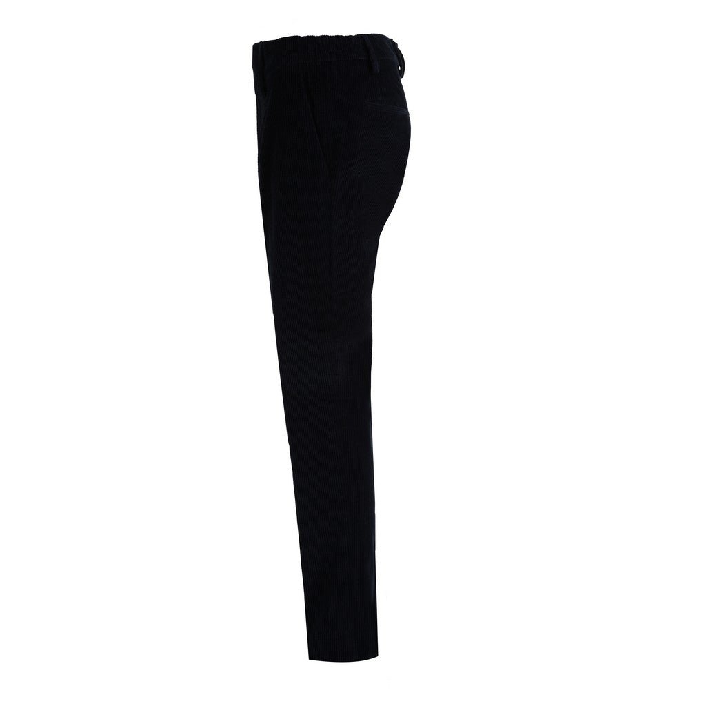 FRADI Soft Corduroy Stretch Trousers for Women - Comfortable Navy Blue Pants with Elastic Waist - Perfect for Work, Casual Wear & Travel