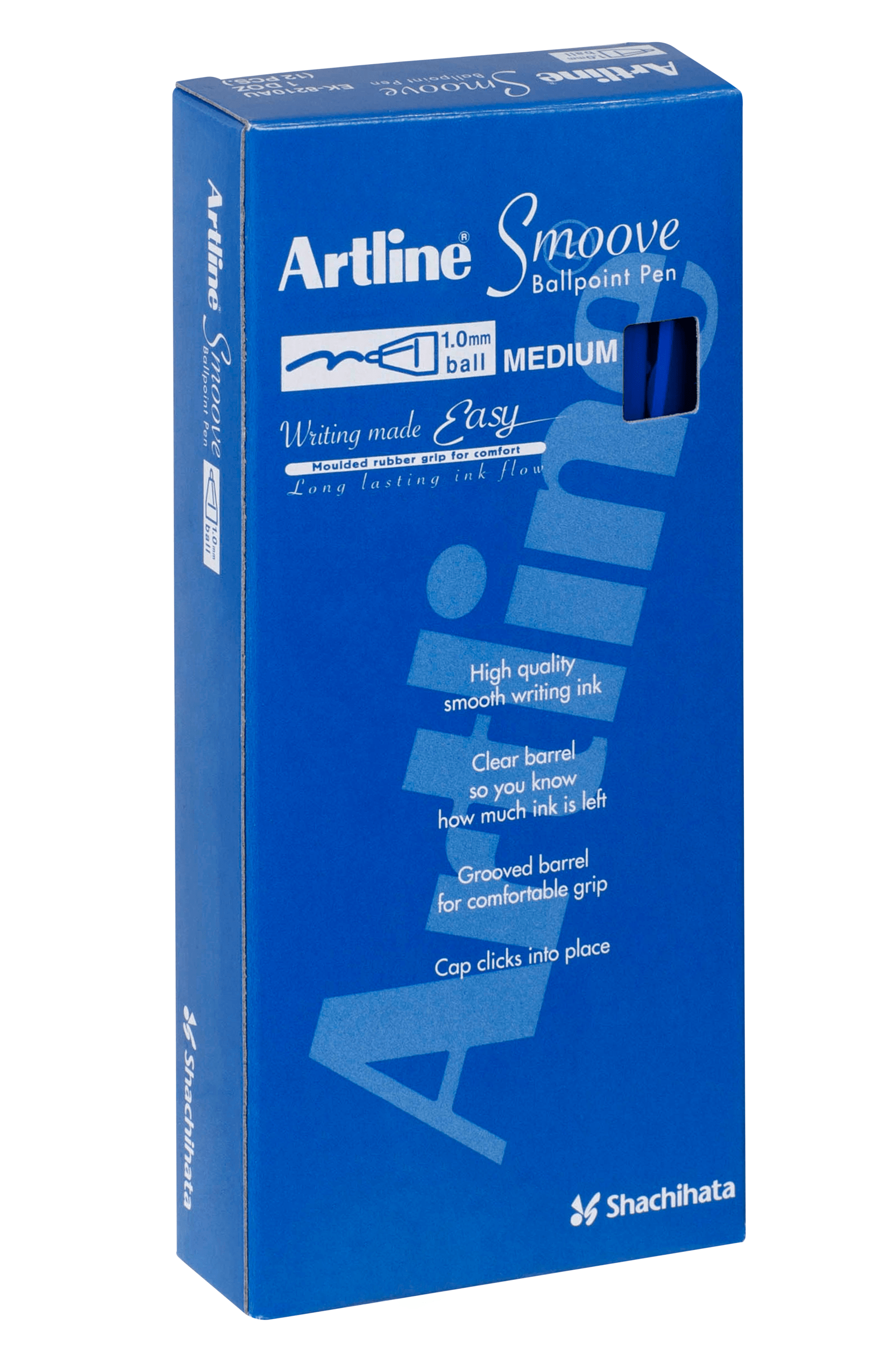 Artline Smoove Ballpoint Pens - 12 Pack Blue Ink Pens for Smooth Writing - Perfect for Office, School & Note Taking
