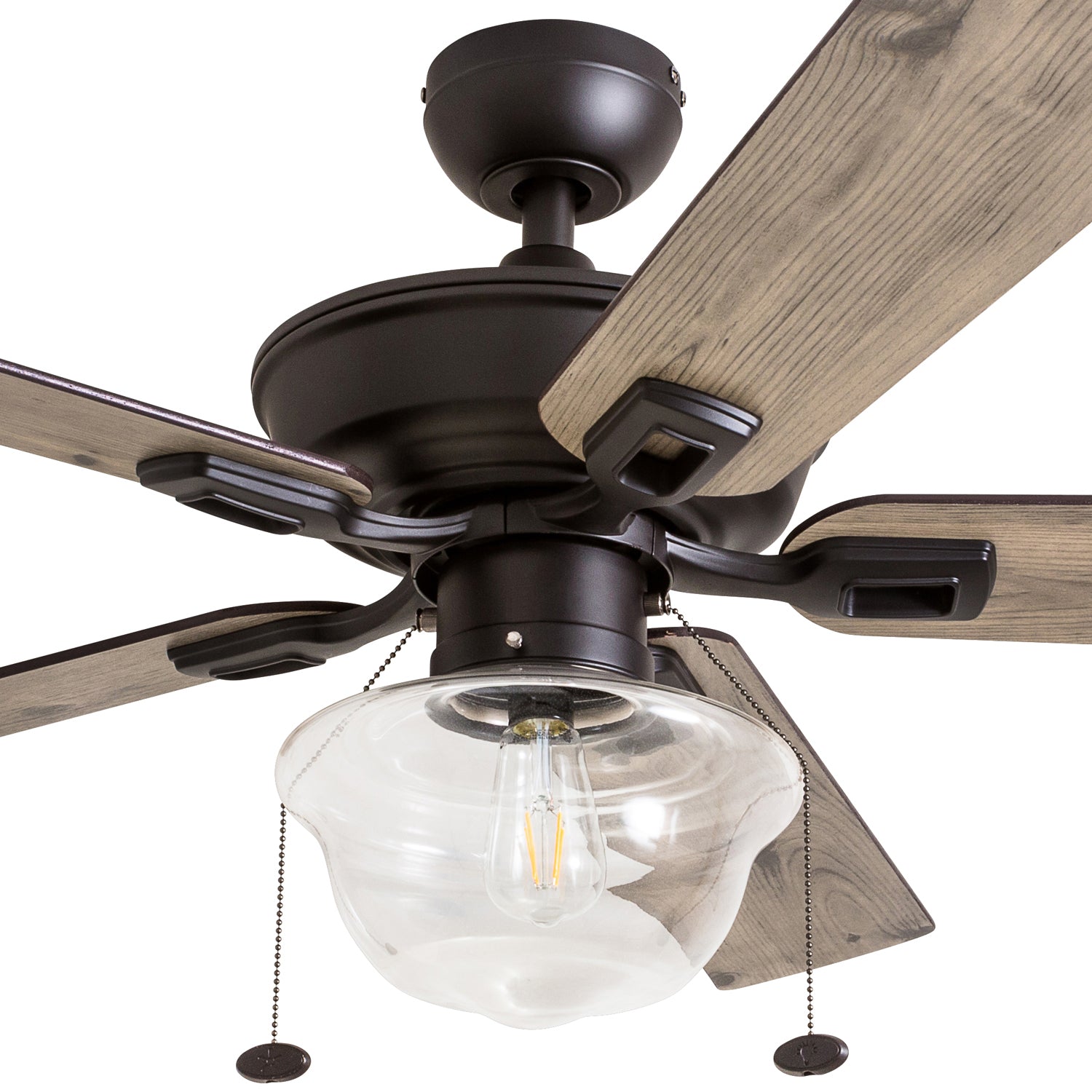 52 Inch Bronze Indoor/Outdoor Ceiling Fan with Pull Chain - Perfect for Living Rooms, Bedrooms, and Covered Patios