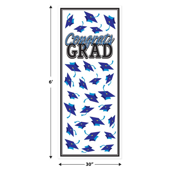12 Pack Beistle Blue Congrats Grad Door Cover - Graduation Party Decorations for Doors, Windows & Walls - Perfect for High School & College Graduation Celebrations