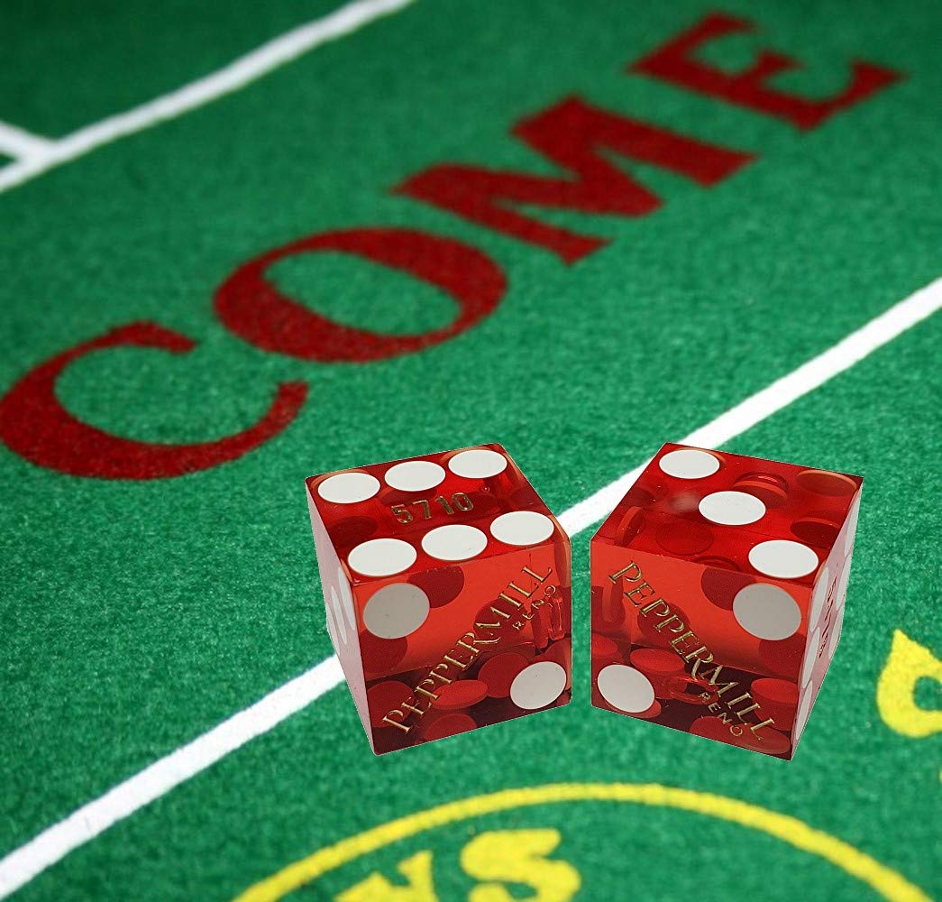 Premium 19mm Casino Craps Dice Pair - Authentic Nevada Gaming Dice Used at Reno Peppermill - Red Polished Professional Dice for Craps, Backgammon & Tabletop Games - Perfect for Casino Nights and Game Parties