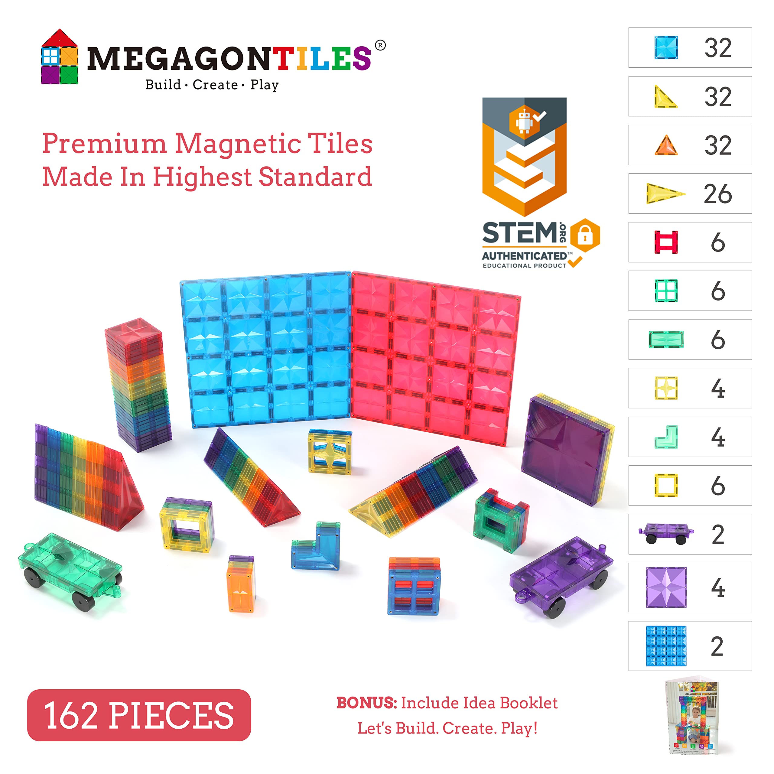 Premium Magnetic Building Tiles for Kids - 100-Piece STEM Educational Toys Set for Toddlers & Children Ages 3-10 | Creative Construction Blocks for Learning & Play | Perfect for Home, Classroom & Birthday Gifts