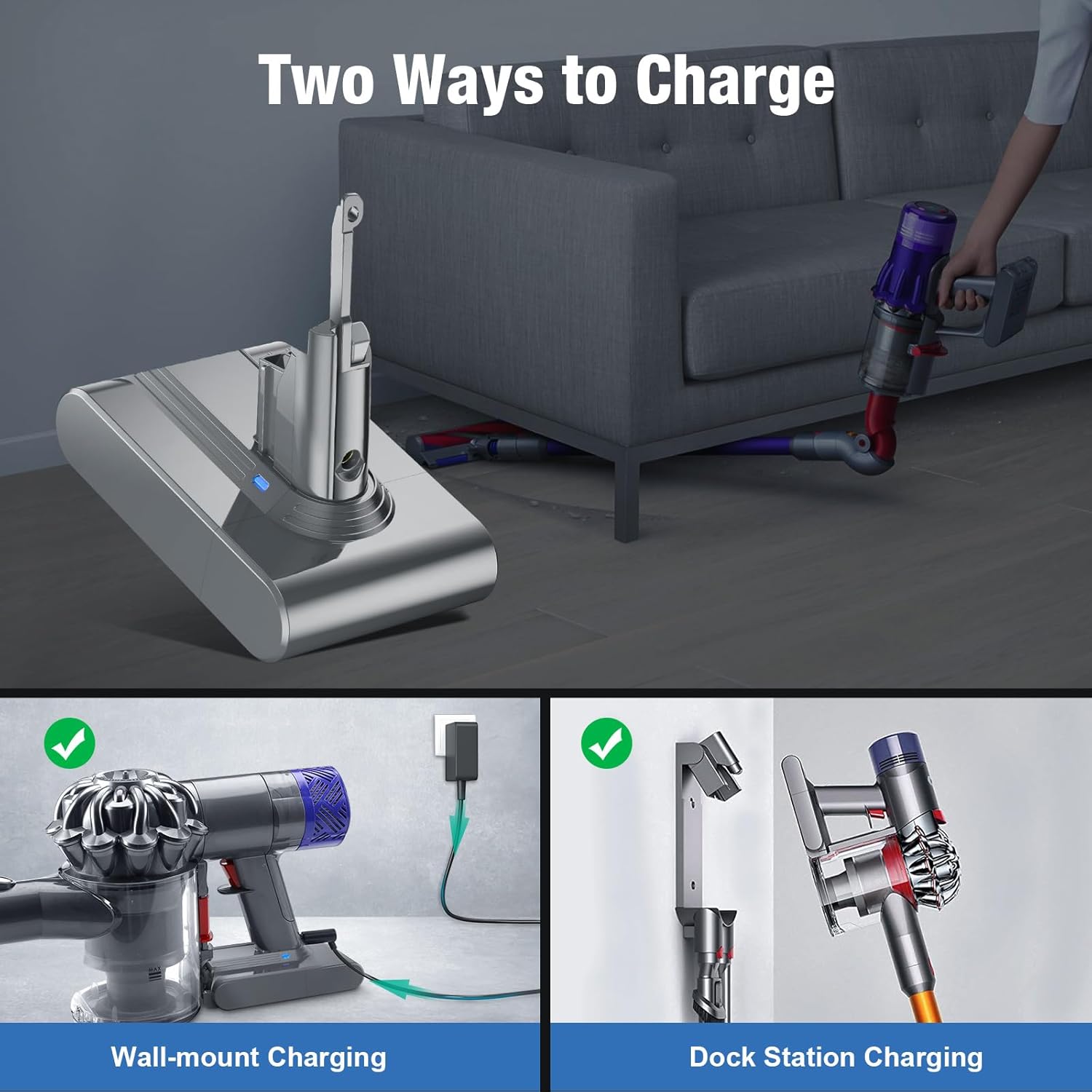 Dyson V7 Battery Replacement 4500mAh High Capacity with Tools - Compatible with Dyson V7 Cordless Vacuum Cleaners for Home Cleaning and Pet Hair Removal