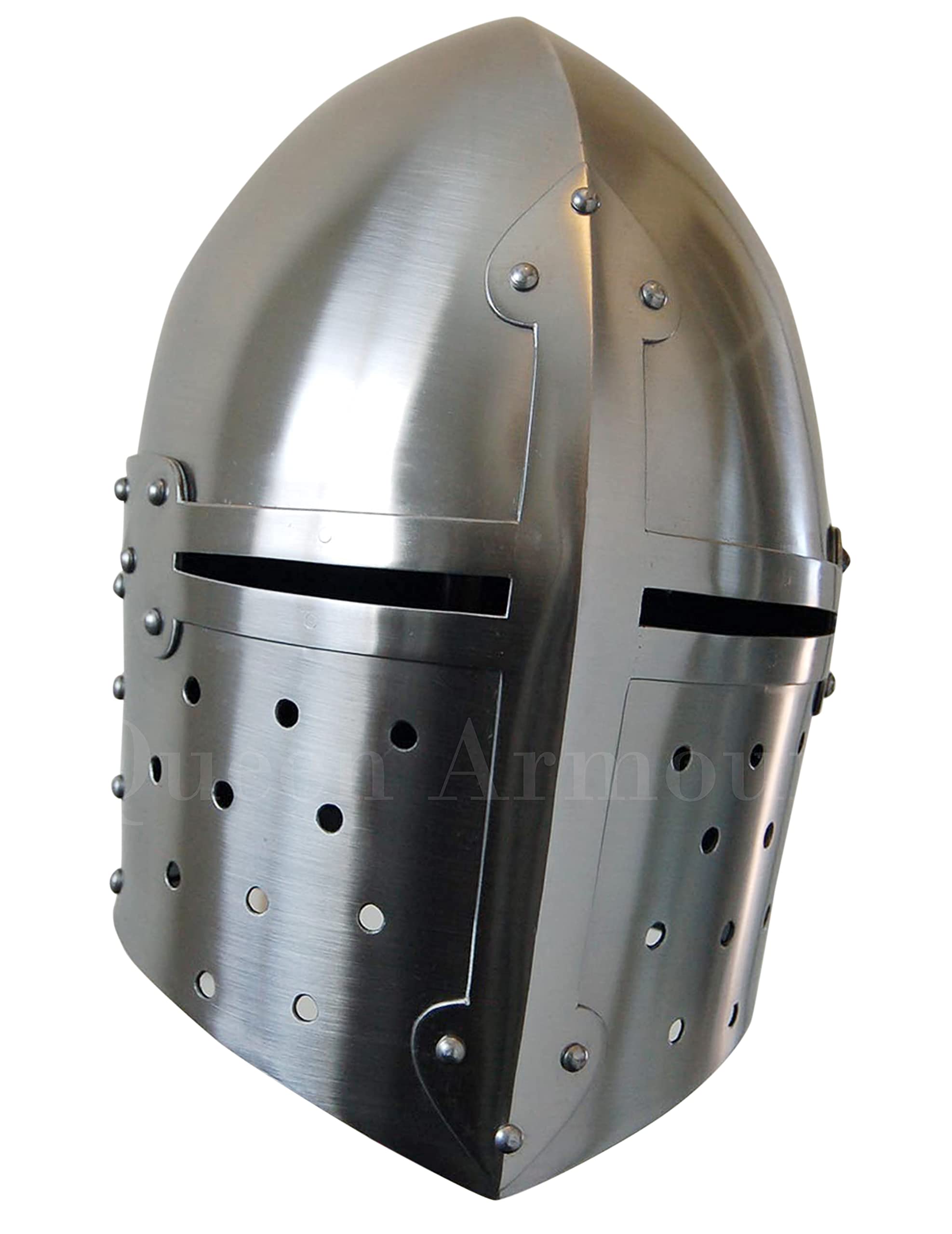 Medieval Queen Armour Steel Sugarloaf Helmet - Battle Ready German Gladiator Burgonet, European Kettle Hat, Viking Mask & Crusader Armor for LARP, Cosplay, Renaissance Fairs & Historical Reenactment