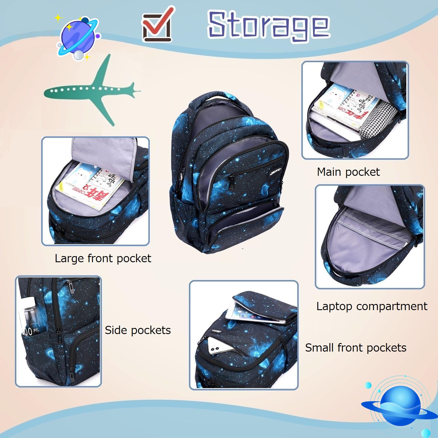 Galaxy Rolling Backpack with Wheels for Boys & Girls - Durable Wheeled School Backpack for Elementary Students - Perfect for School, Travel & Daily Commute