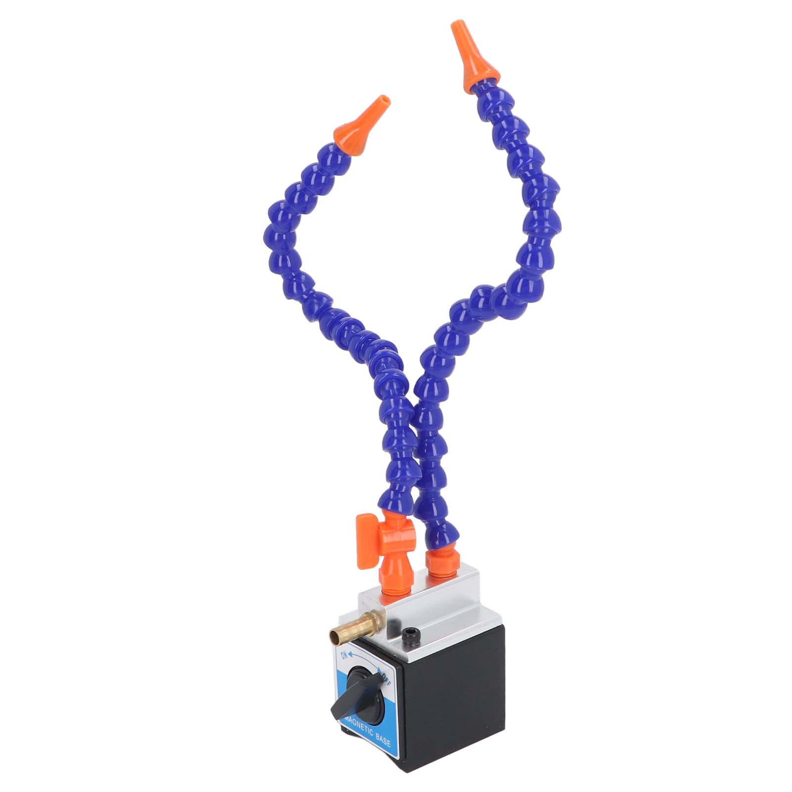 Adjustable Magnetic Base Holder with Flexible Coolant Pipe - 2 Hole Magnetic Switch Base for Oil Injector - Perfect for CNC Machines, Lathes, and Industrial Equipment Maintenance