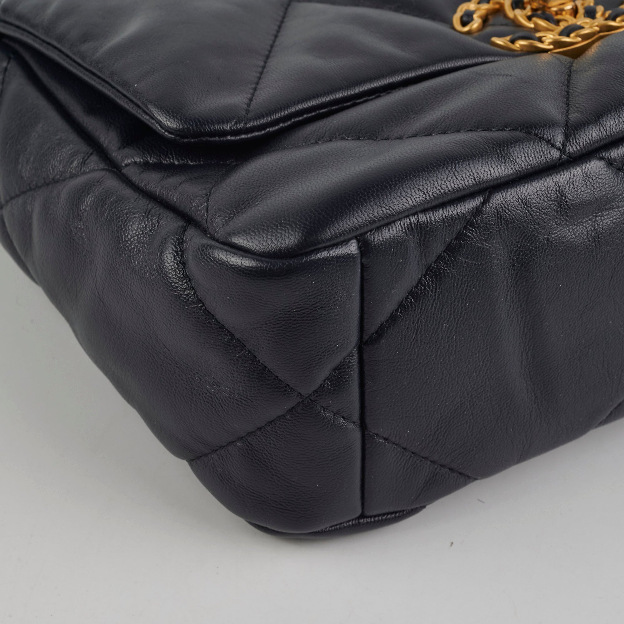 Chanel Small 19 Navy Blue Leather Shoulder Bag - Luxury Designer Handbag for Women | Perfect for Work, Travel & Evening Events