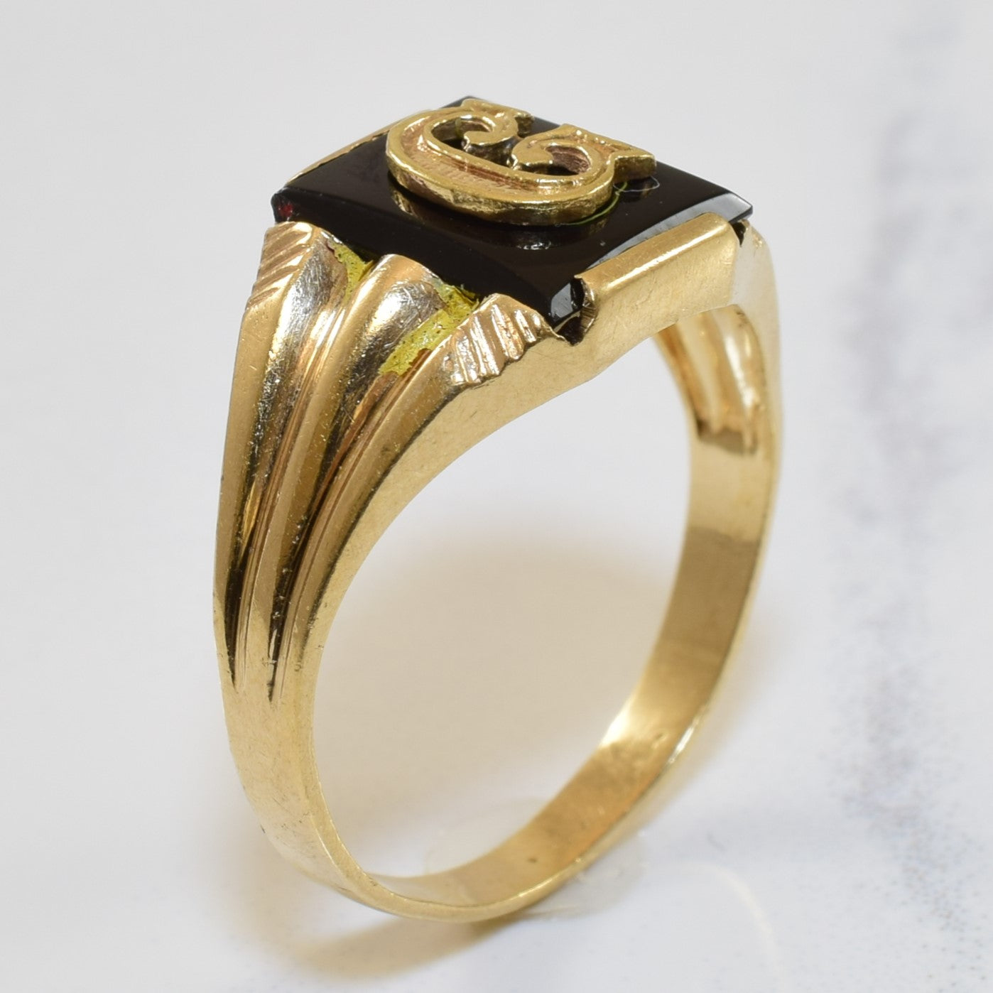 Black Onyx Initial 'G' Signet Ring for Men & Women | 2.00ct Genuine Onyx Stone | Size 7.5 | Personalized Jewelry Gift | Perfect for Engagements, Anniversaries & Everyday Wear