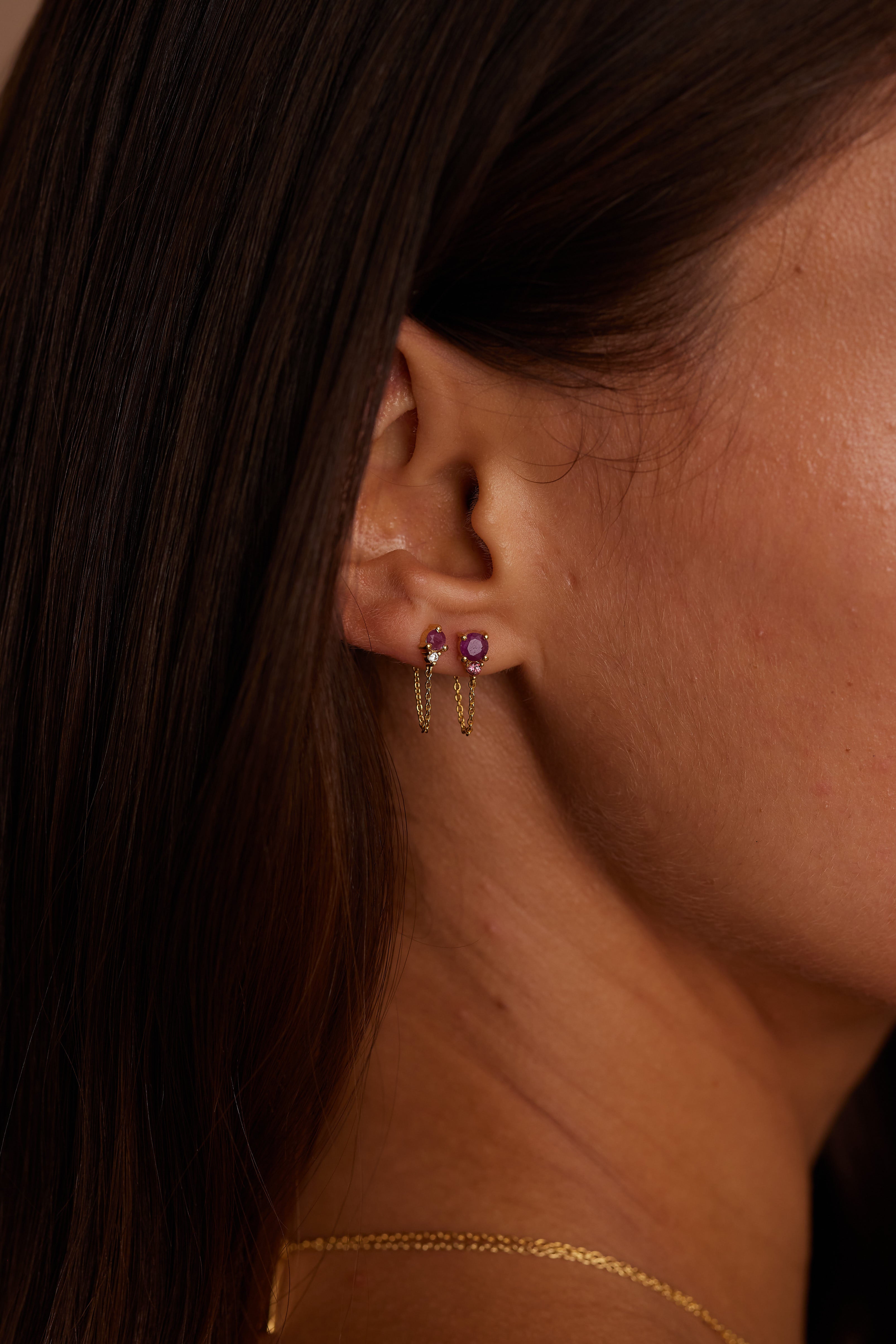 July Birthstone Ruby Gold Stud Earrings for Women - Perfect Gift for July Birthdays, Anniversaries & Special Occasions